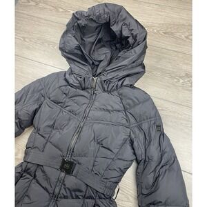 ADD Icon Women's Belted Long Down Hooded Coat Black Size 6